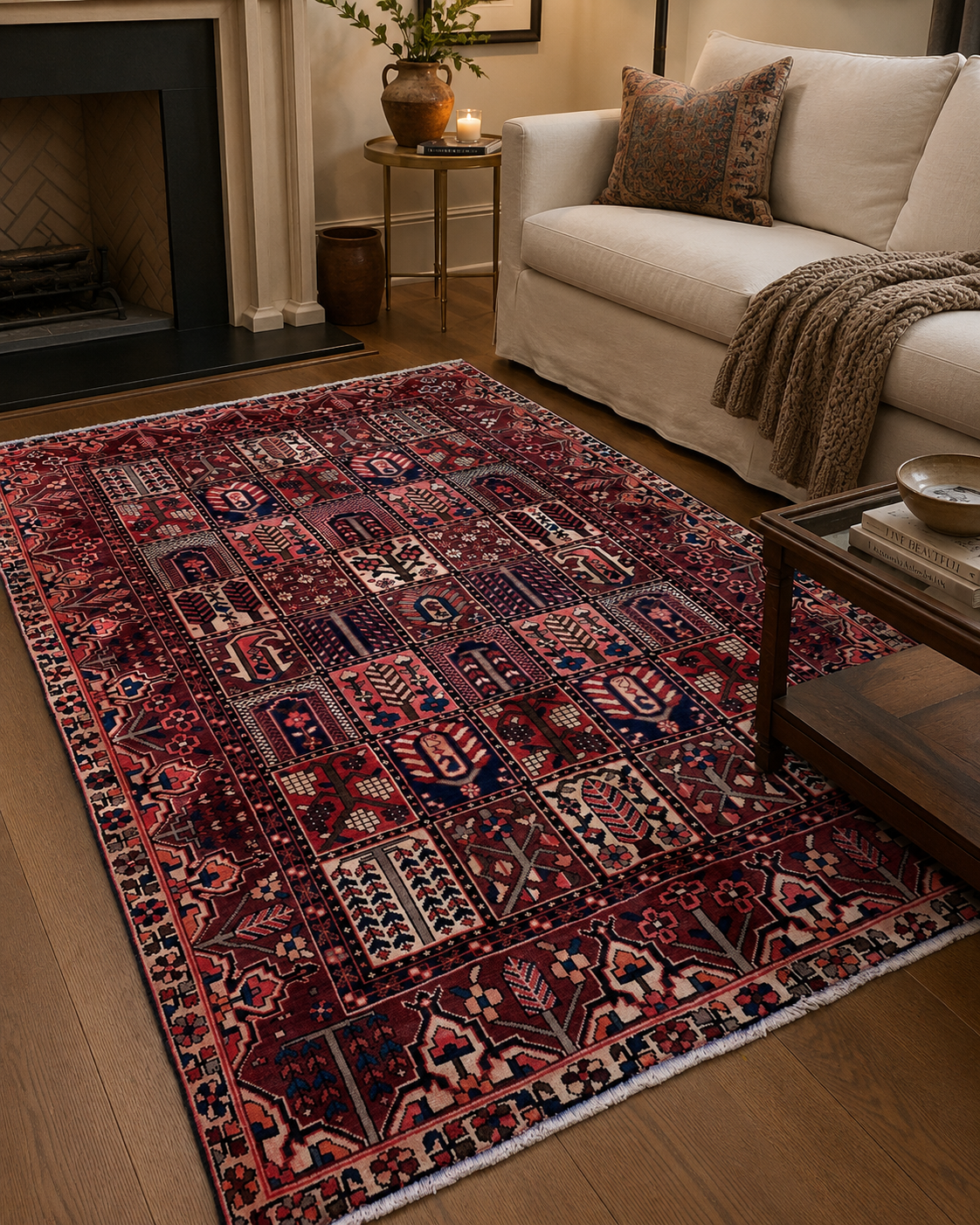 9'6" x 6'7" Hand-Knotted Persian Wool Rug room styling example