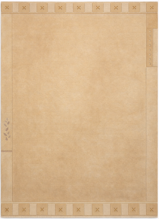 8'X10' Modern Hand-Knotted Nepali Wool Area Rug- Yellow/Beige