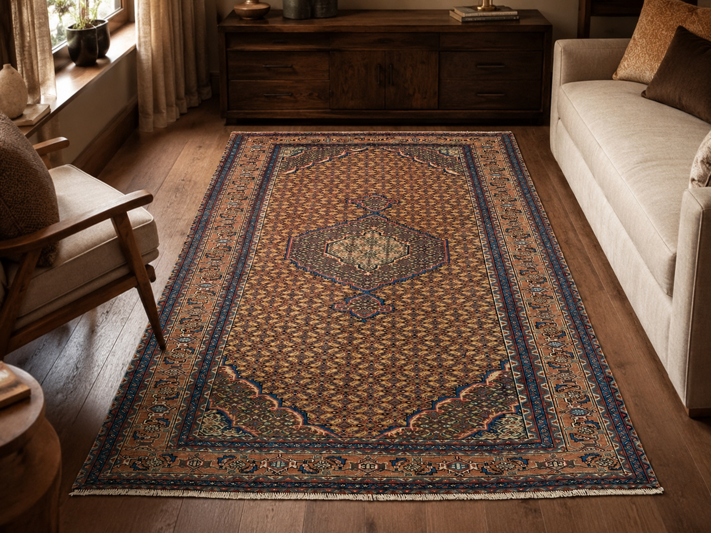 9'4" x 6'3" Handmade Persian Wool Rug wool texture and pattern detail