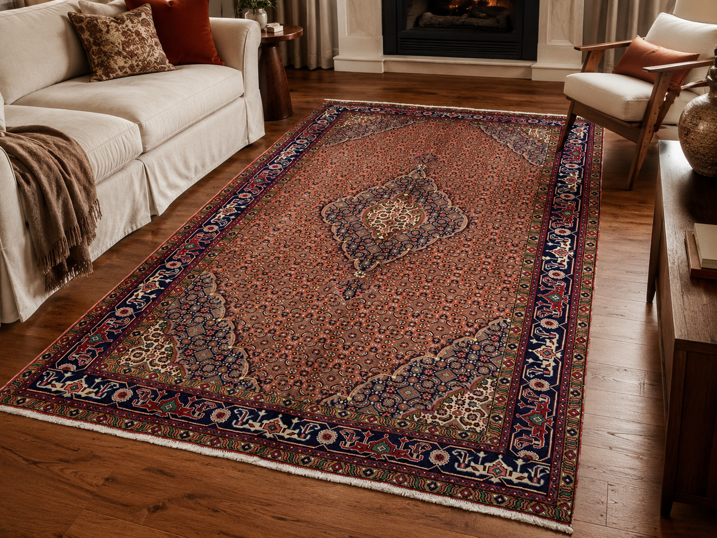 9'9" x 6'6" Handmade Persian Wool Rug wool texture and pattern detail