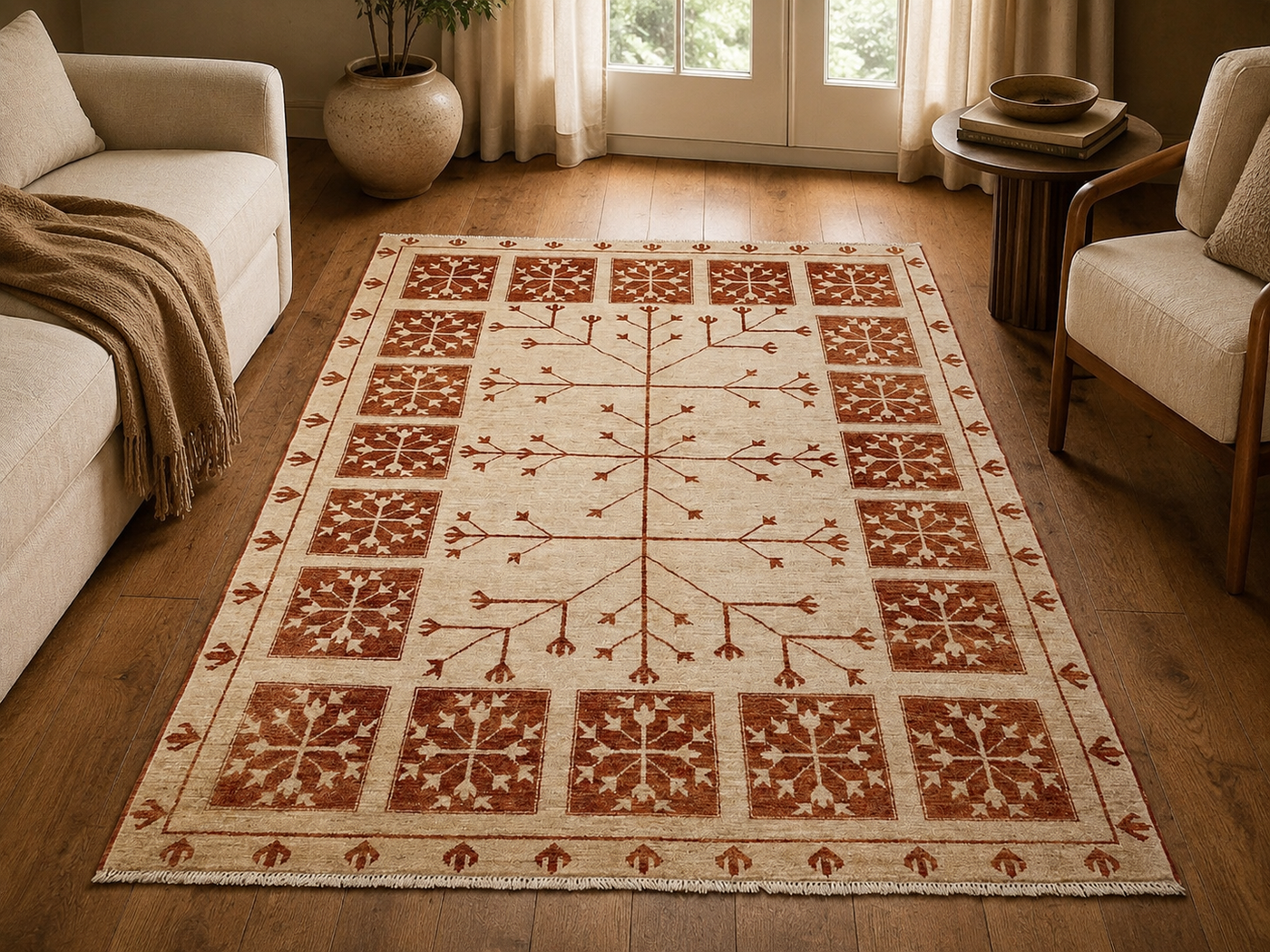 7'10" x 5'10" Handmade Persian Wool Rug room styling example