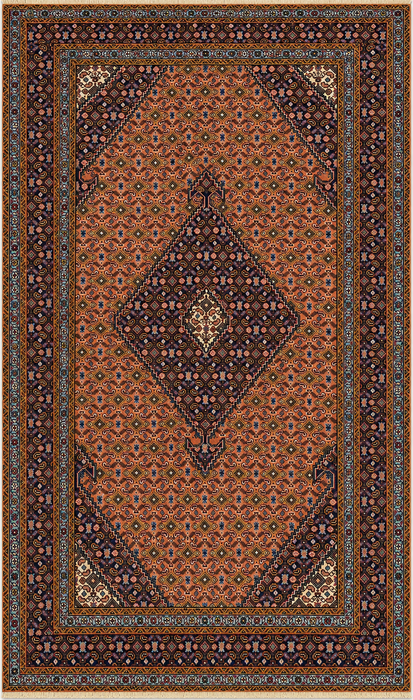 Handmade Persian Wool Area Rug 7x10 - Rose, Navy & Ivory Vintage Medallion Persian Style Rug - Exact Size 9'6" x 6'4" - KBHM-724