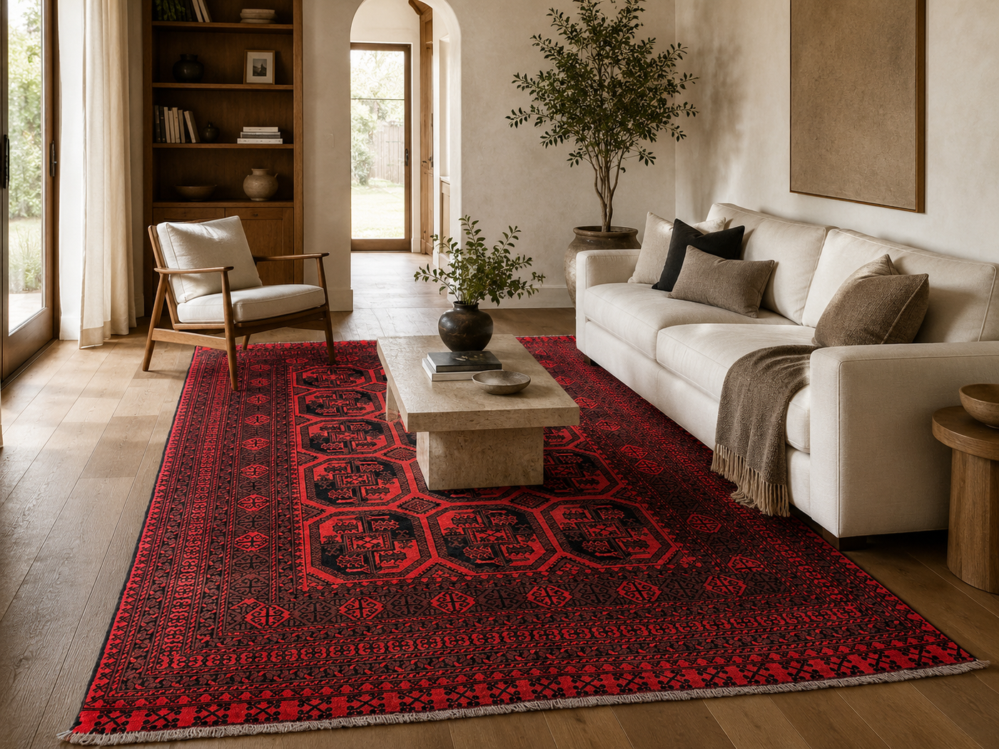 9'5" x 6'7" Handmade Persian Wool Rug styled in a room