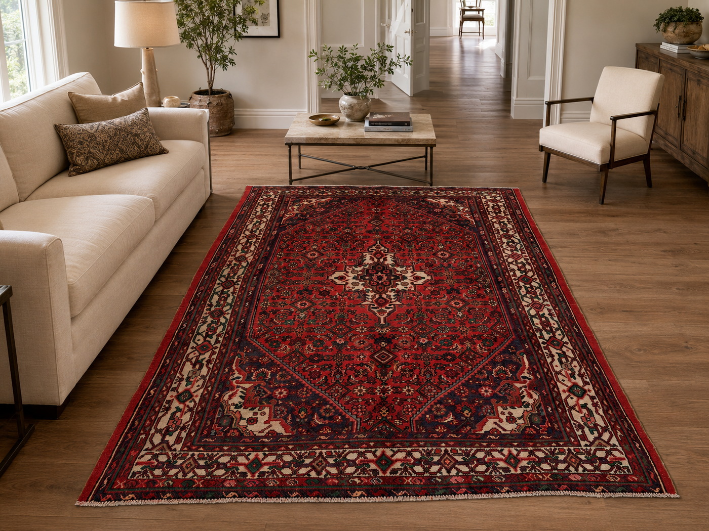 10'5" x 7'0" Handmade Persian Wool Rug styled in a room