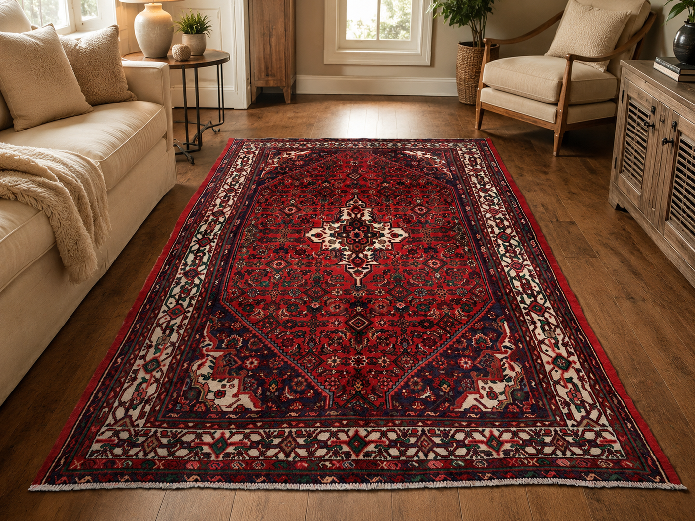 10'5" x 7'0" Handmade Persian Wool Rug room styling example