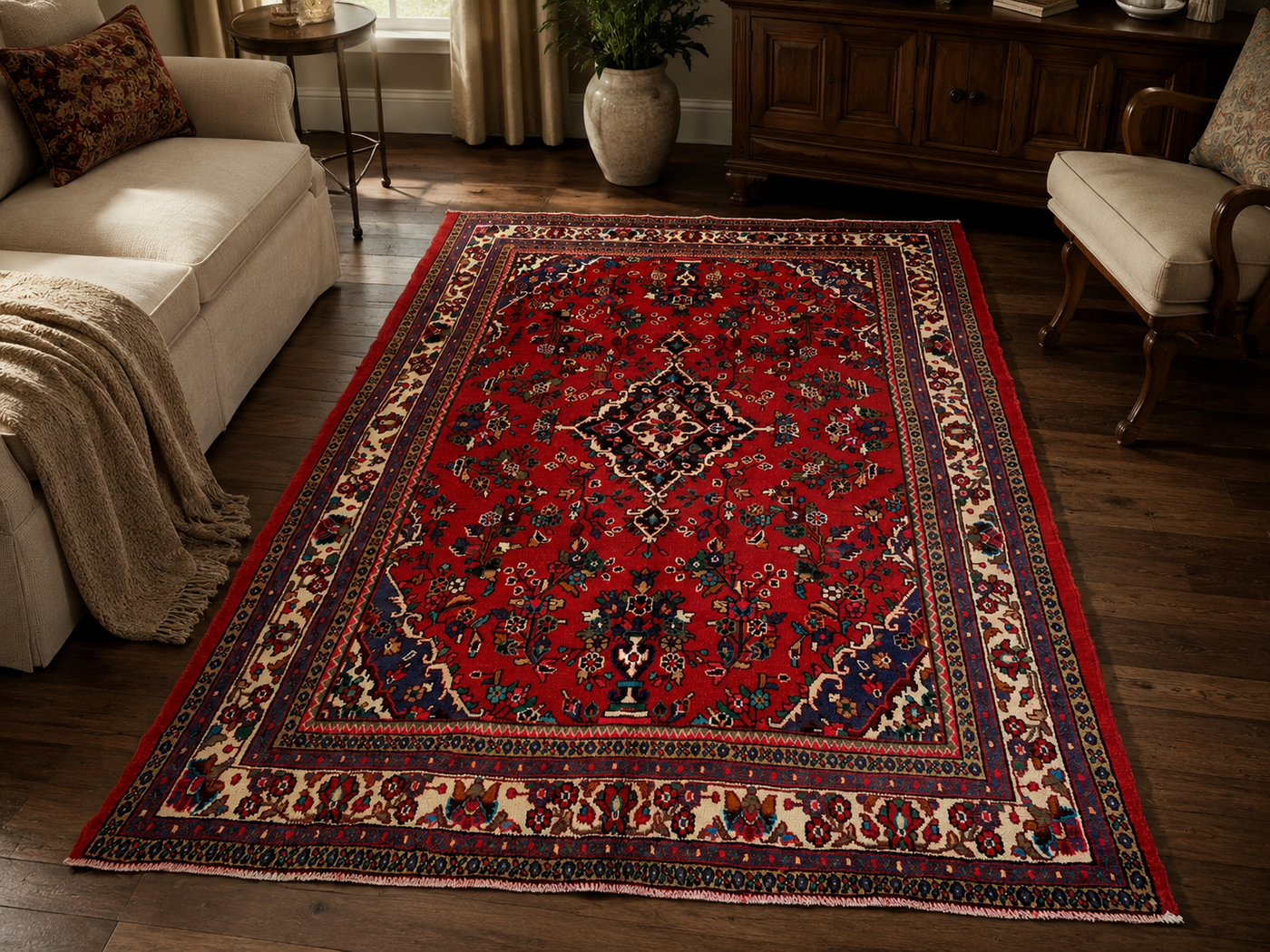 10'1" x 6'11" Handmade Persian Wool Rug room styling example