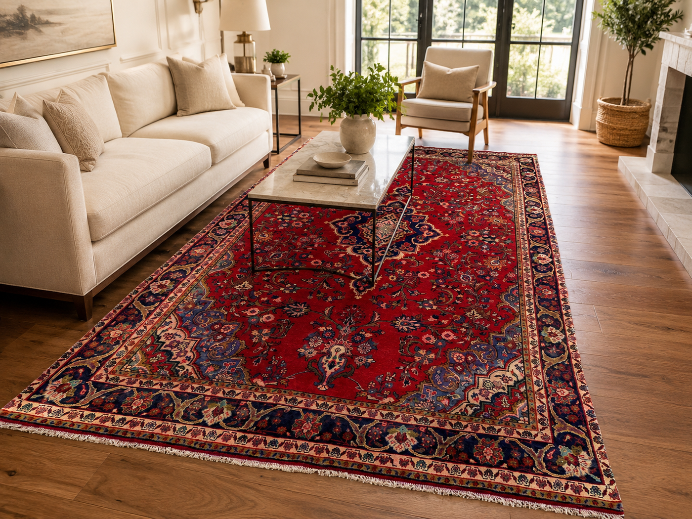 11'4" x 6'4" Handmade Persian Wool Rug styled in a room