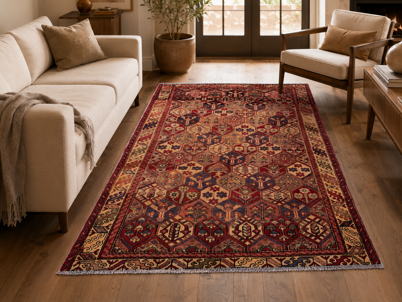 9'3" x 6'3" Handmade Persian Wool Rug room styling example