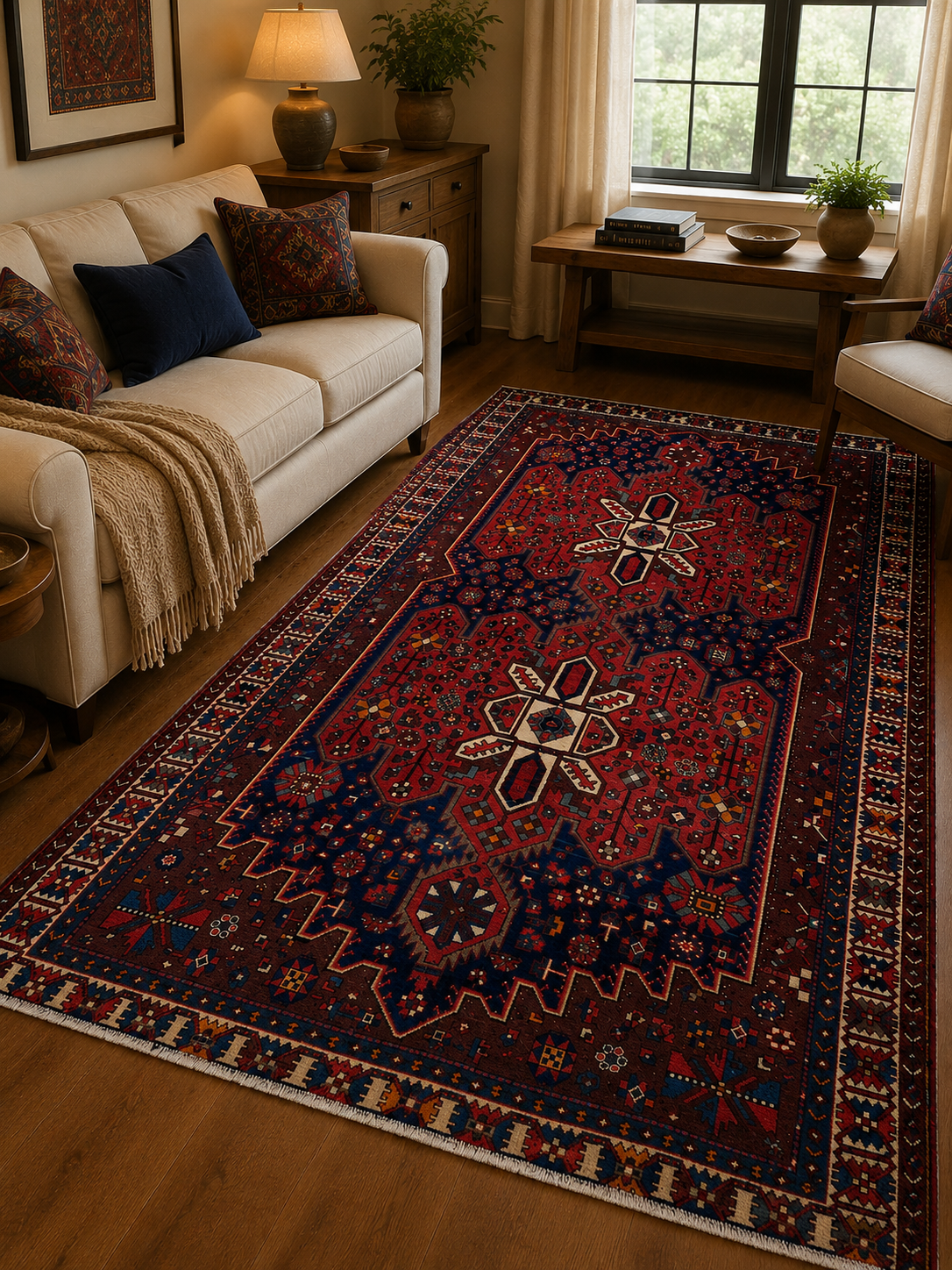 10'0" x 6'11" Handmade Persian Wool Rug room styling example