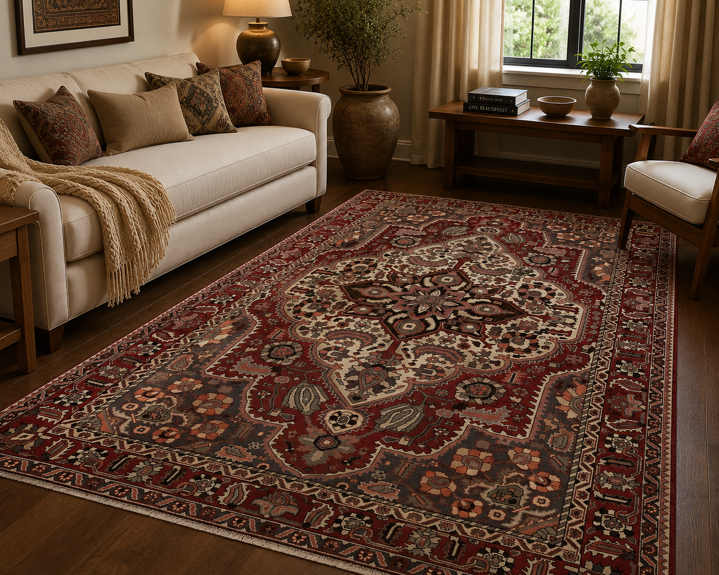 9'10" x 6'7" Handmade Persian Wool Rug room styling example
