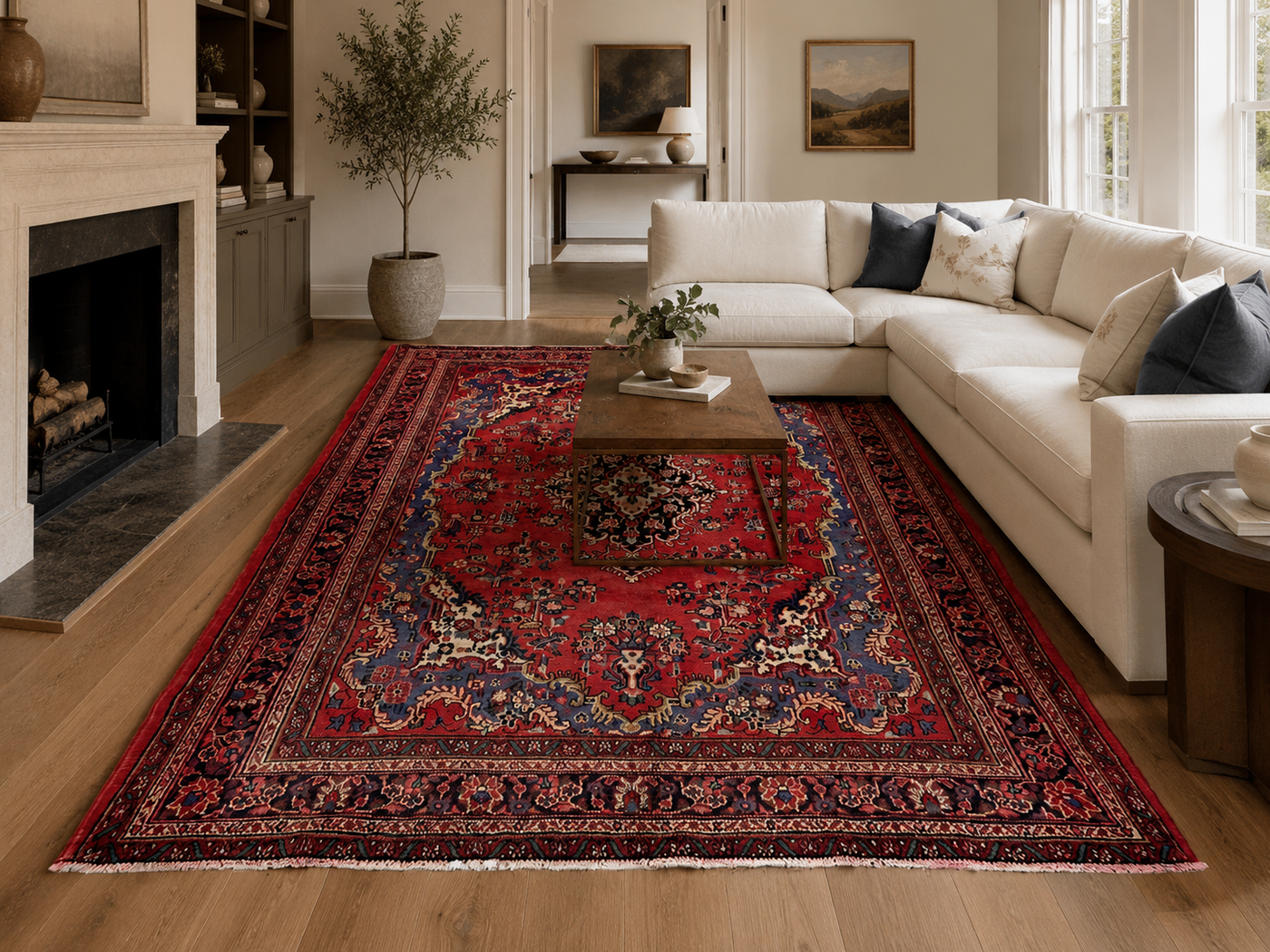 10'1" x 6'8" Handmade Persian Wool Rug styled in a room