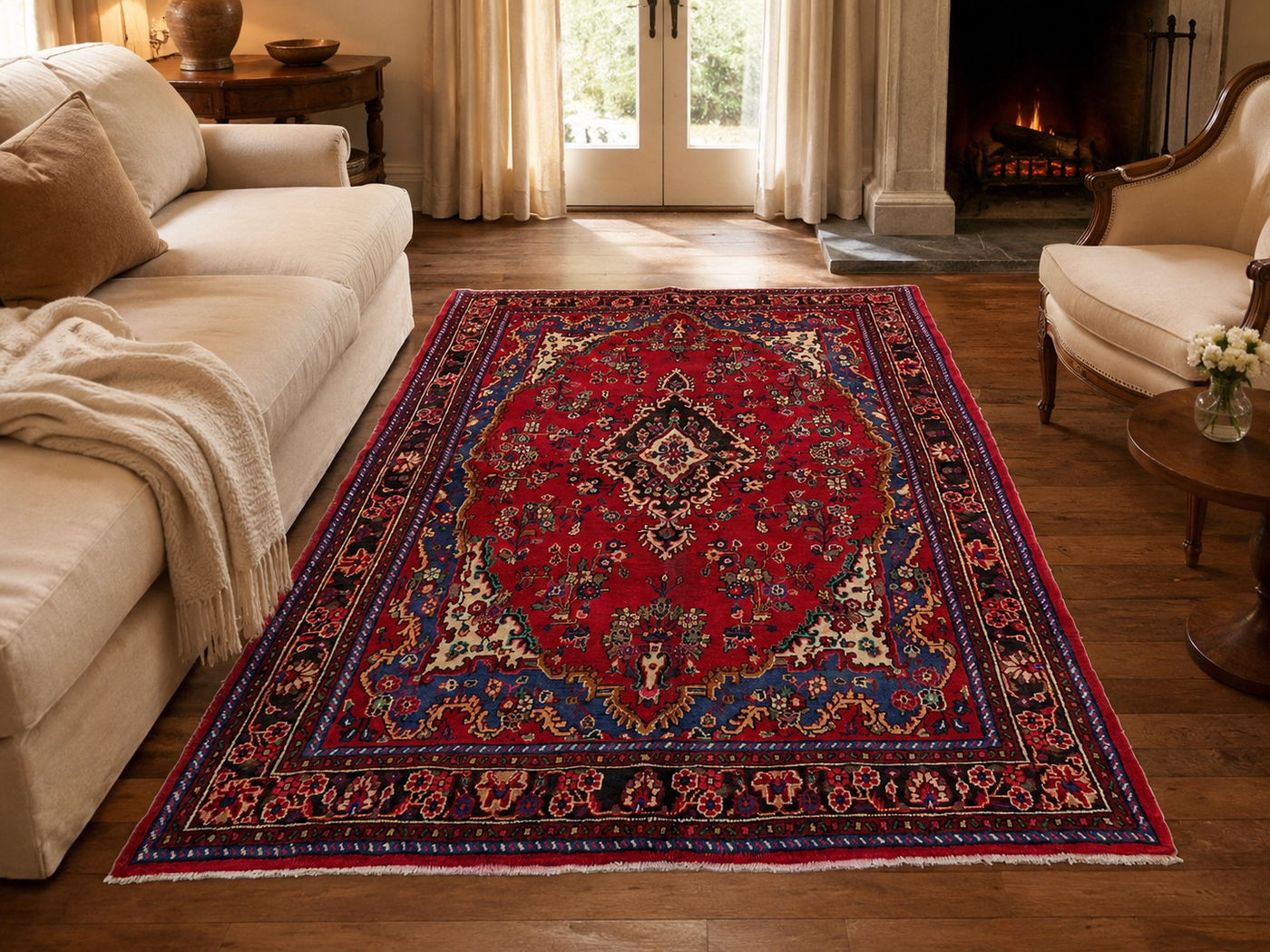 9'10" x 6'8" Handmade Persian Wool Rug room styling example