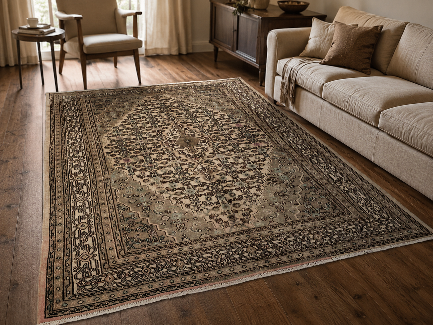 9'8" x 6'11" Handmade Persian Wool Rug room styling example