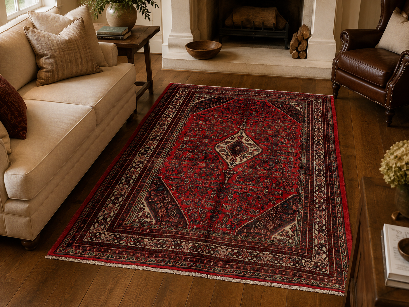 10'3" x 6'11" Handmade Persian Wool Rug room styling example