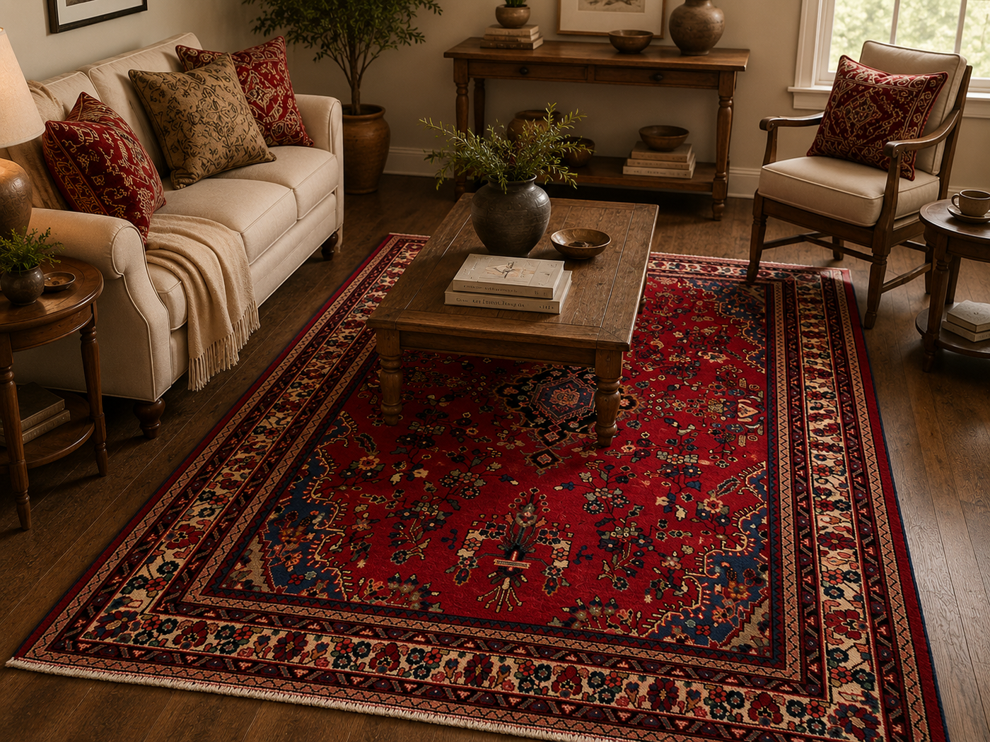 9'11" x 6'9" Handmade Persian Wool Rug room styling example
