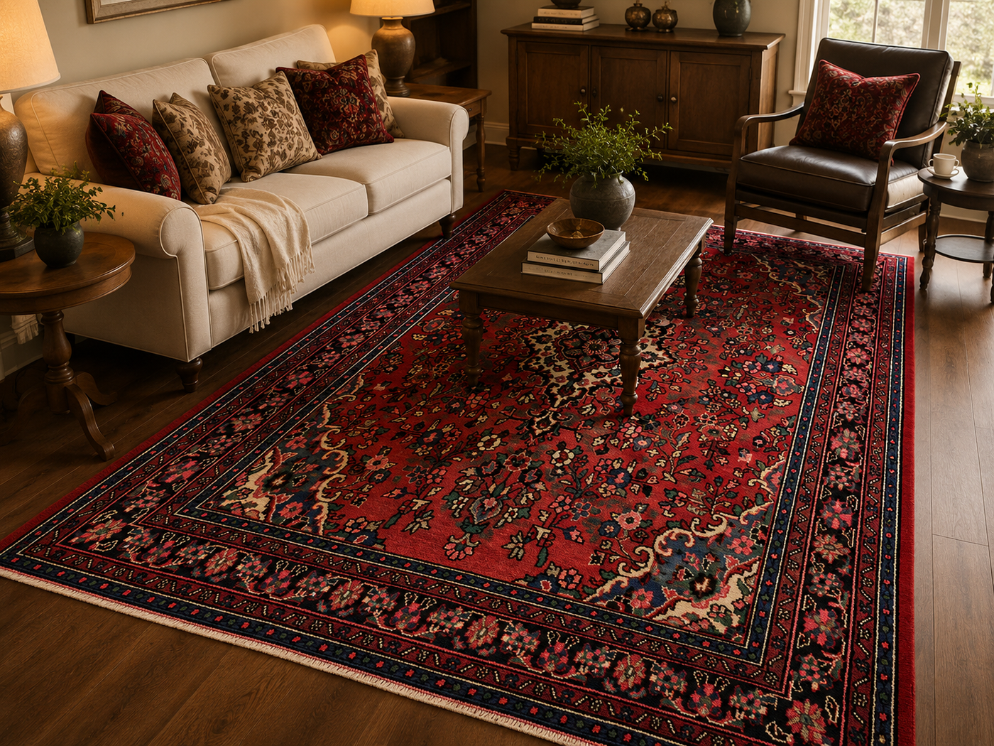 9'10" x 6'11" Handmade Persian Wool Rug styled in a room