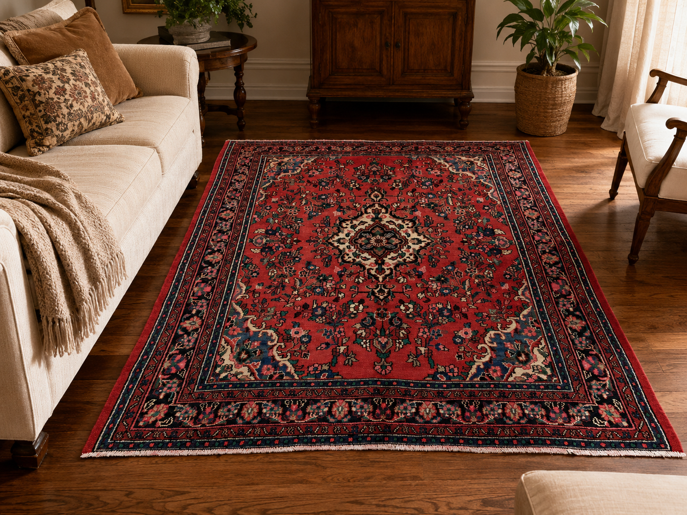 9'10" x 6'11" Handmade Persian Wool Rug room styling example
