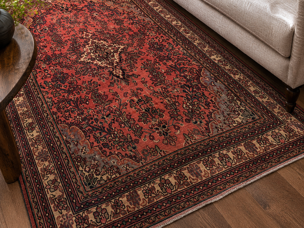 9'6" x 6'11" Handmade Persian Wool Rug wool texture and pattern detail