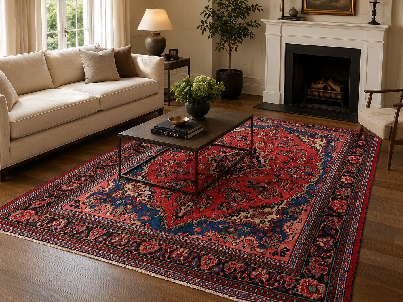 9'9" x 6'11" Handmade Persian Wool Rug styled in a room