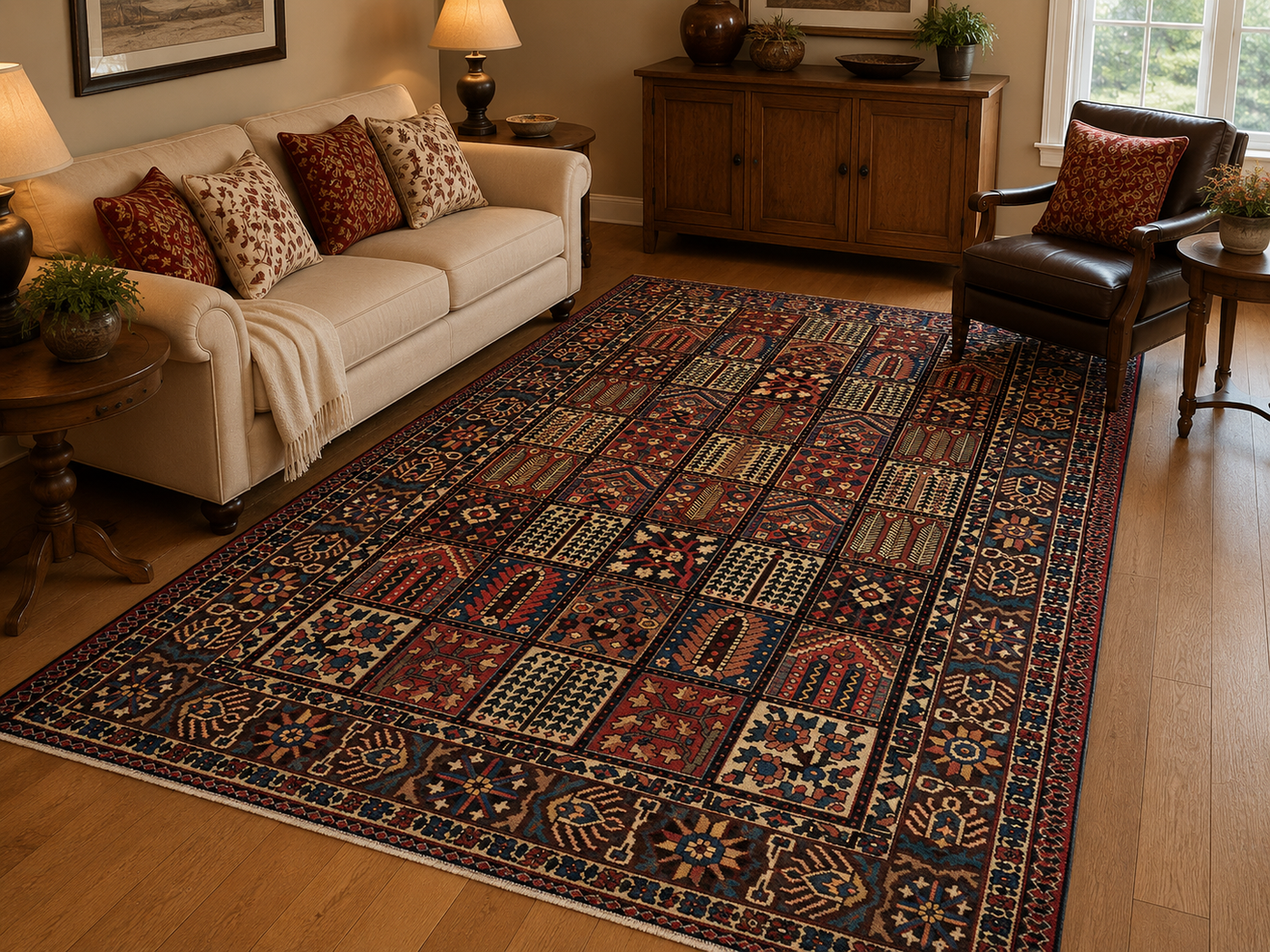 10'4" x 6'10" Handmade Persian Wool Rug styled in a room