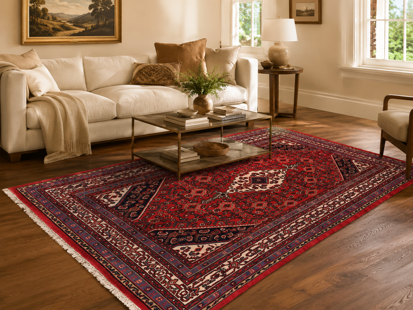 9'10" x 6'11" Handmade Persian Wool Rug styled in a room