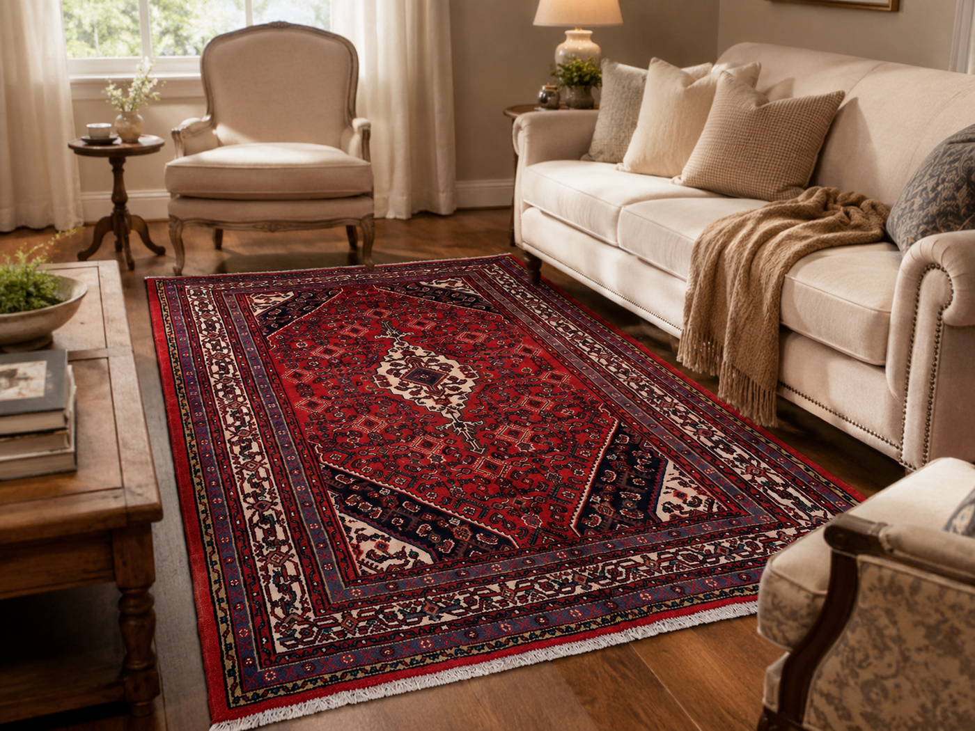 9'10" x 6'11" Handmade Persian Wool Rug room styling example