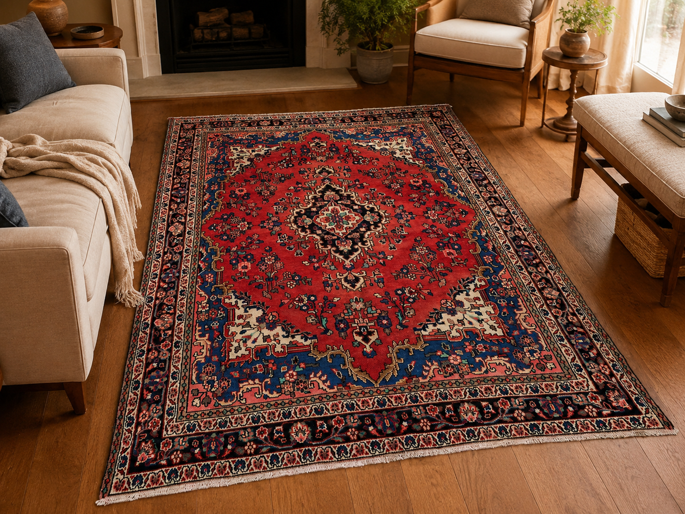 10'3" x 6'9" Handmade Persian Wool Rug room styling example