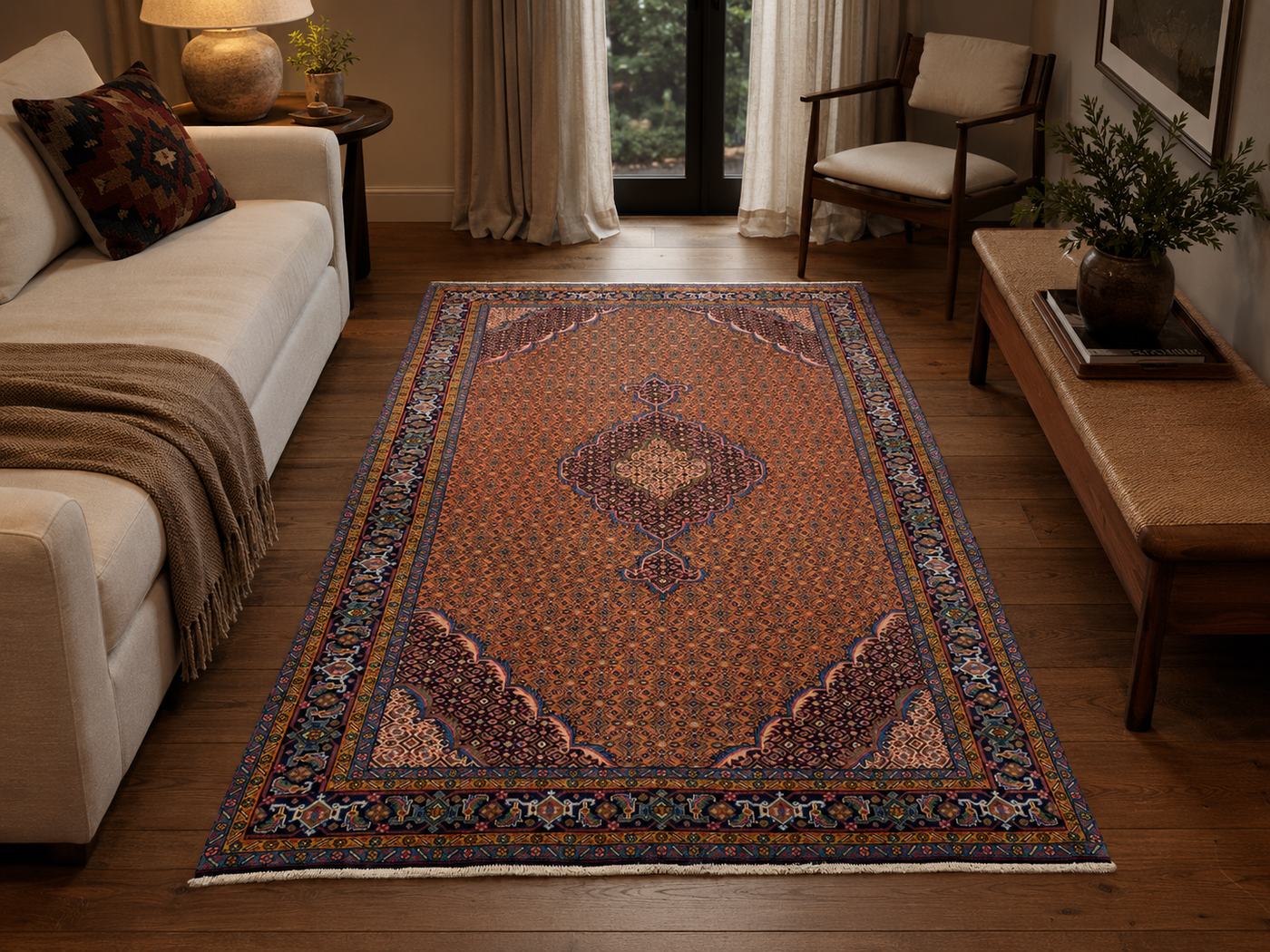 9'11" x 6'4" Handmade Persian Wool Rug room styling example