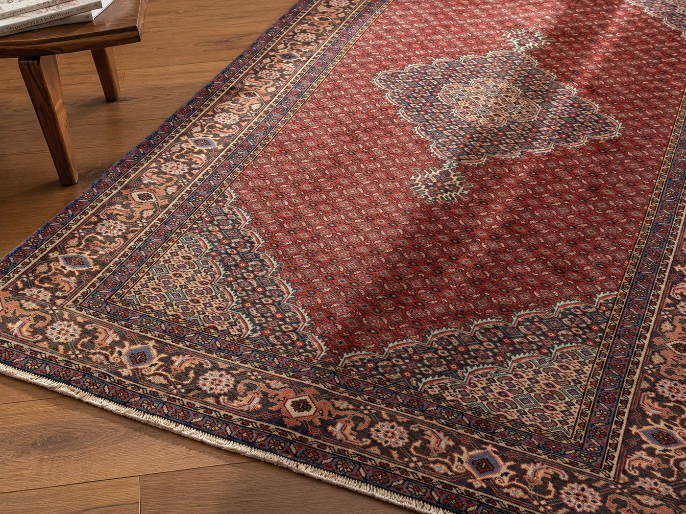 9'7" x 6'2" Handmade Persian Wool Rug wool texture and pattern detail