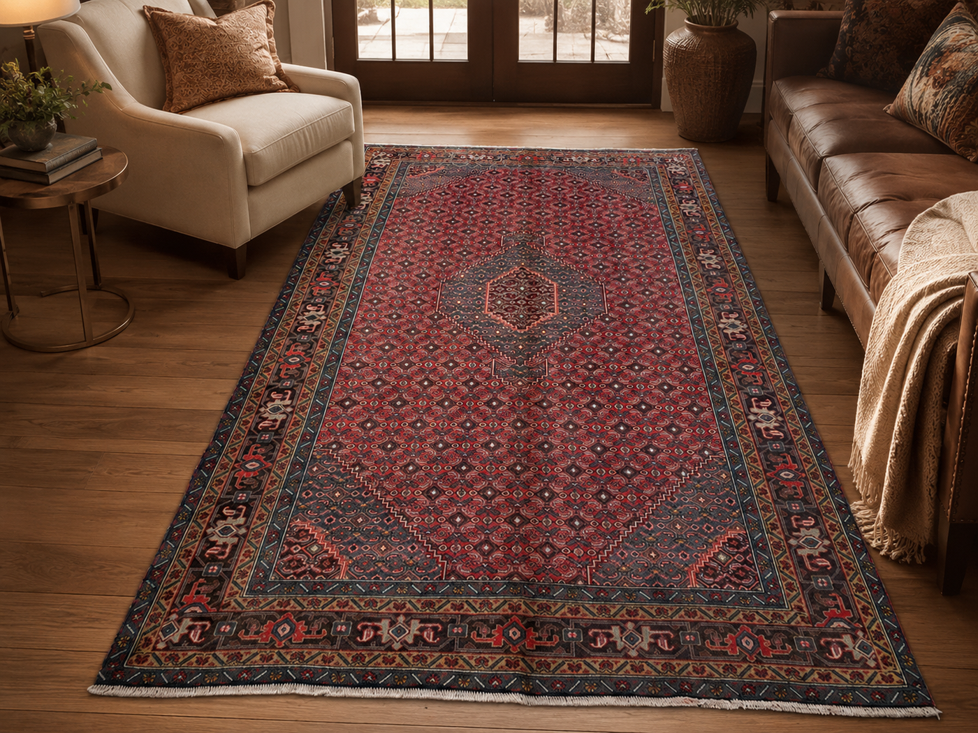 9'5" x 6'3" Handmade Persian Wool Rug room styling example
