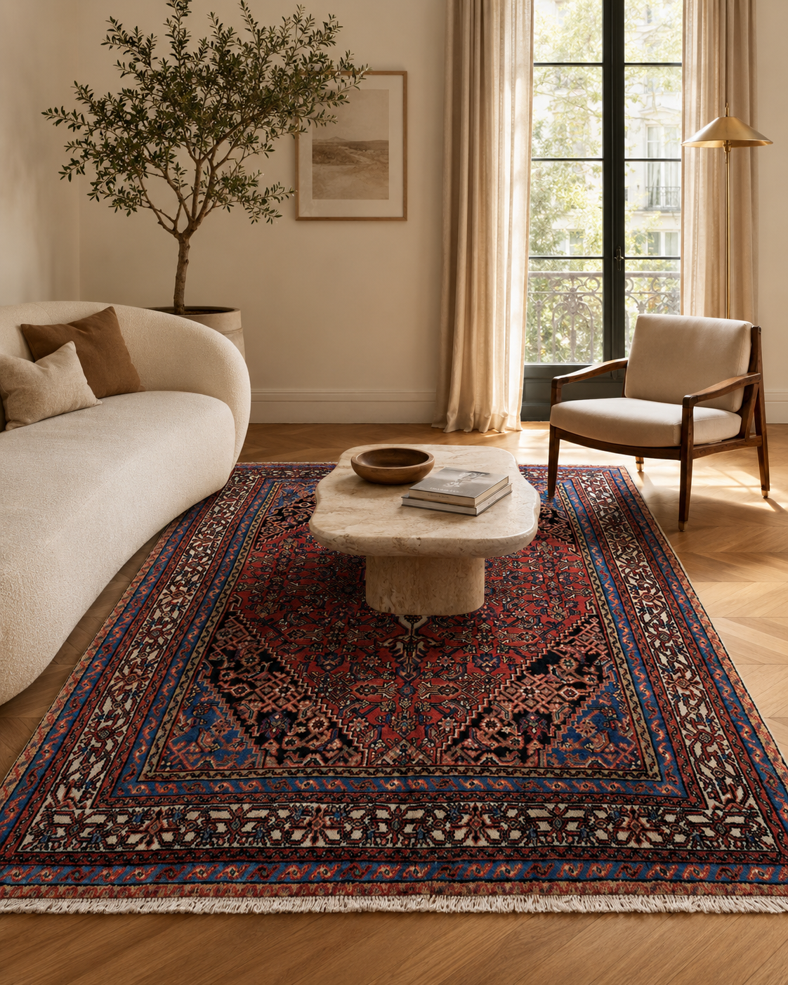 10'4" x 6'9" Handmade Persian Wool Rug styled in a room
