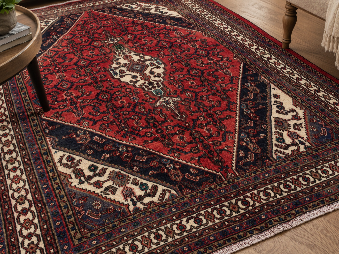 9'3" x 6'11" Handmade Persian Wool Rug wool texture and pattern detail