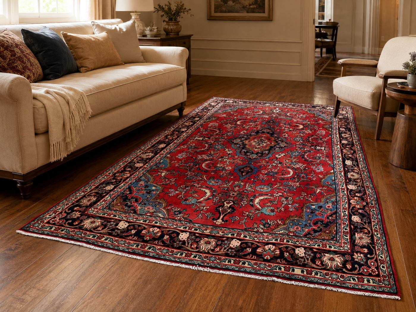 10'5" x 6'8" Handmade Persian Wool Rug room styling example