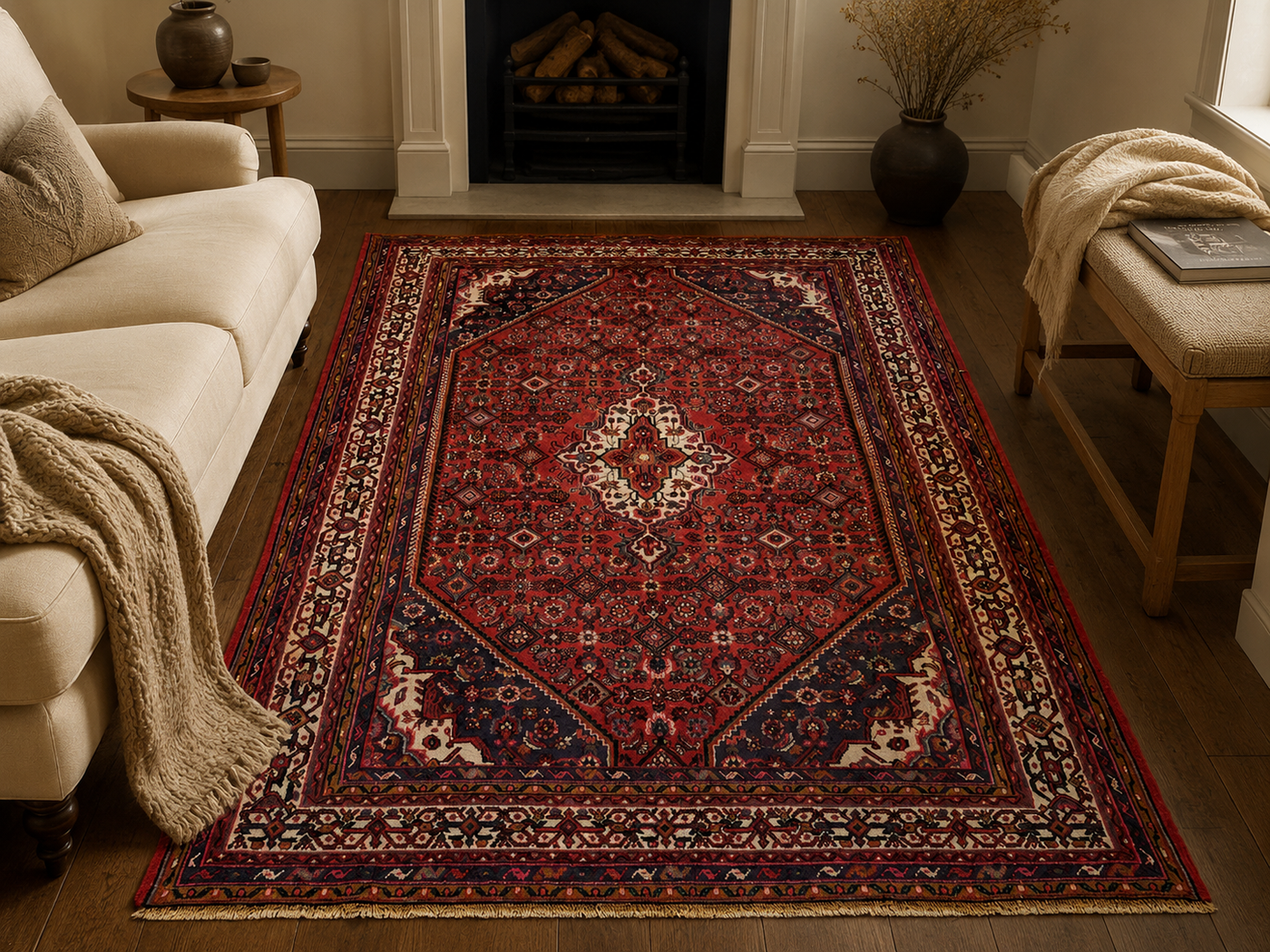 9'10" x 6'10" Handmade Persian Wool Rug room styling example