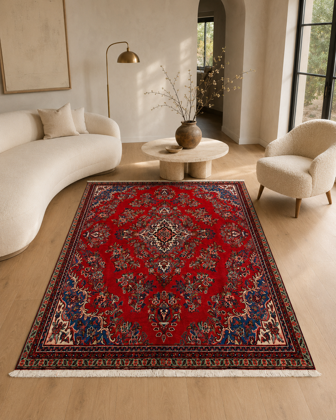 10'2" x 7'0" Handmade Persian Wool Rug styled in a room