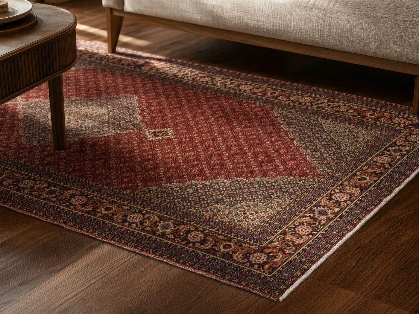 9'10" x 6'4" Handmade Persian Wool Rug wool texture and pattern detail