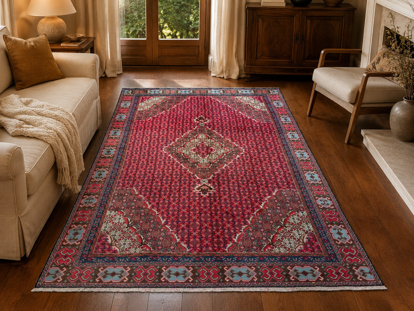 9'2" x 6'0" Handmade Persian Wool Rug room styling example