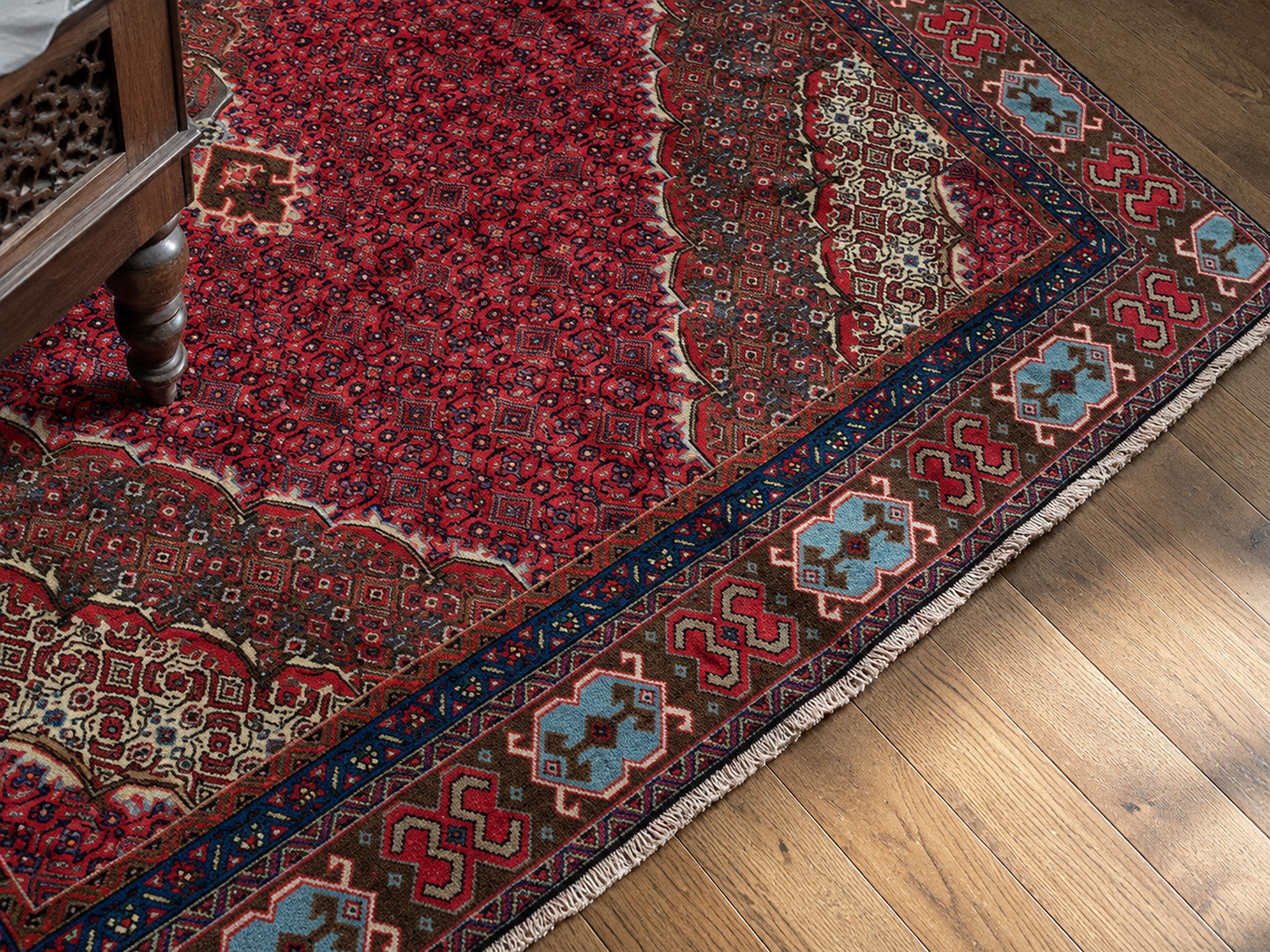 9'2" x 6'0" Handmade Persian Wool Rug wool texture and pattern detail