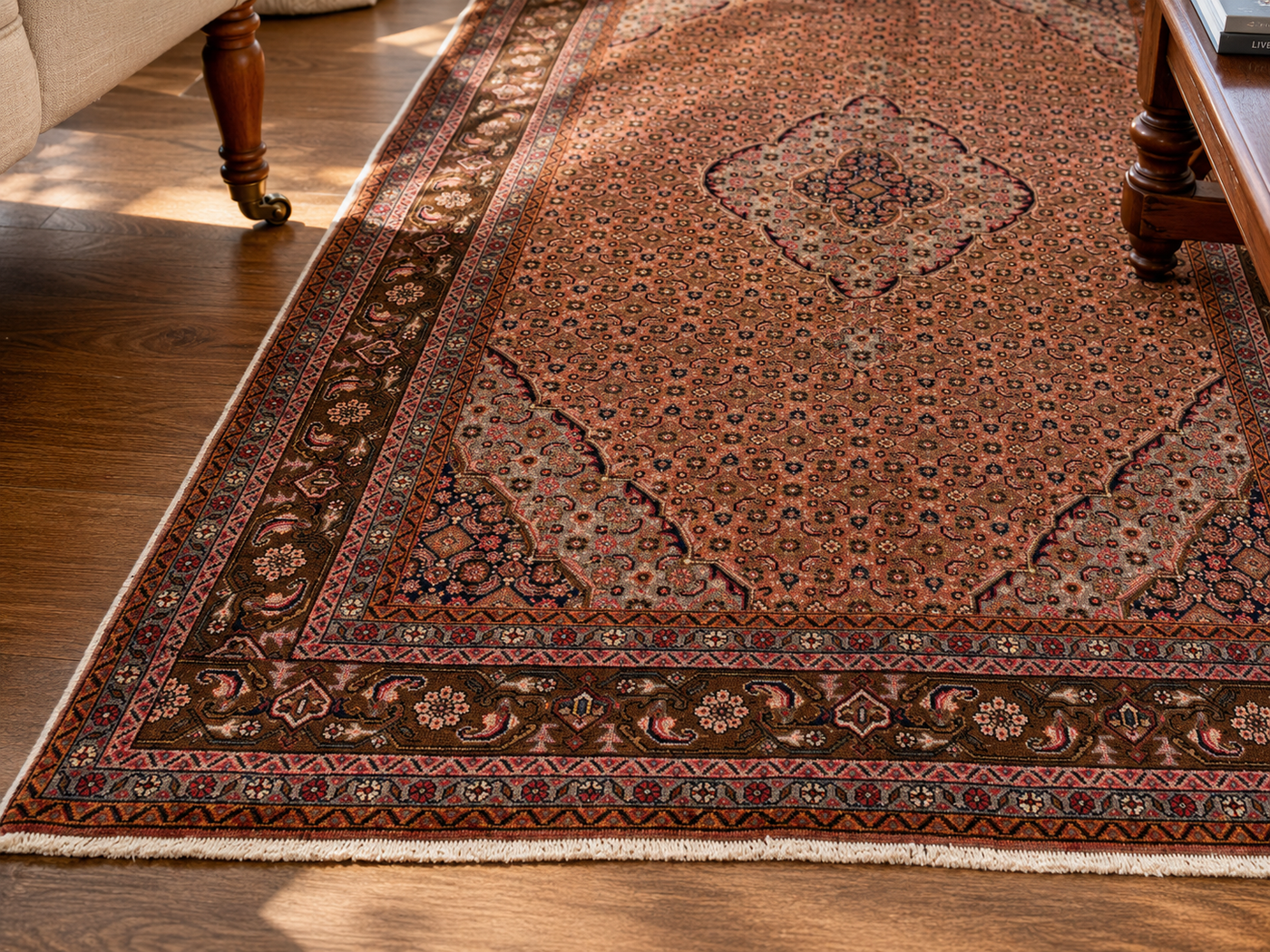 9'6" x 6'2" Handmade Persian Wool Rug wool texture and pattern detail
