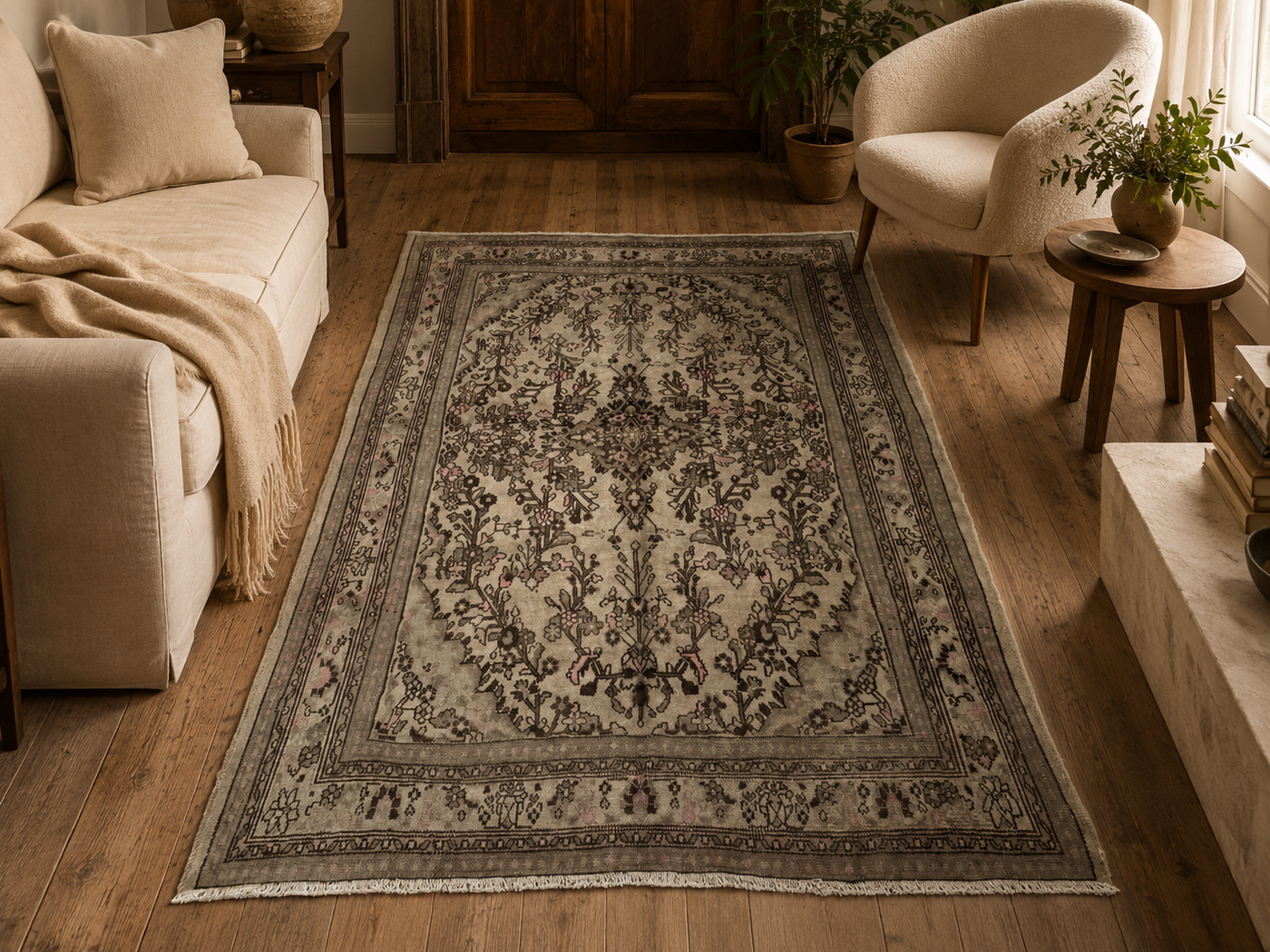 9'10" x 6'11" Handmade Persian Wool Rug room styling example
