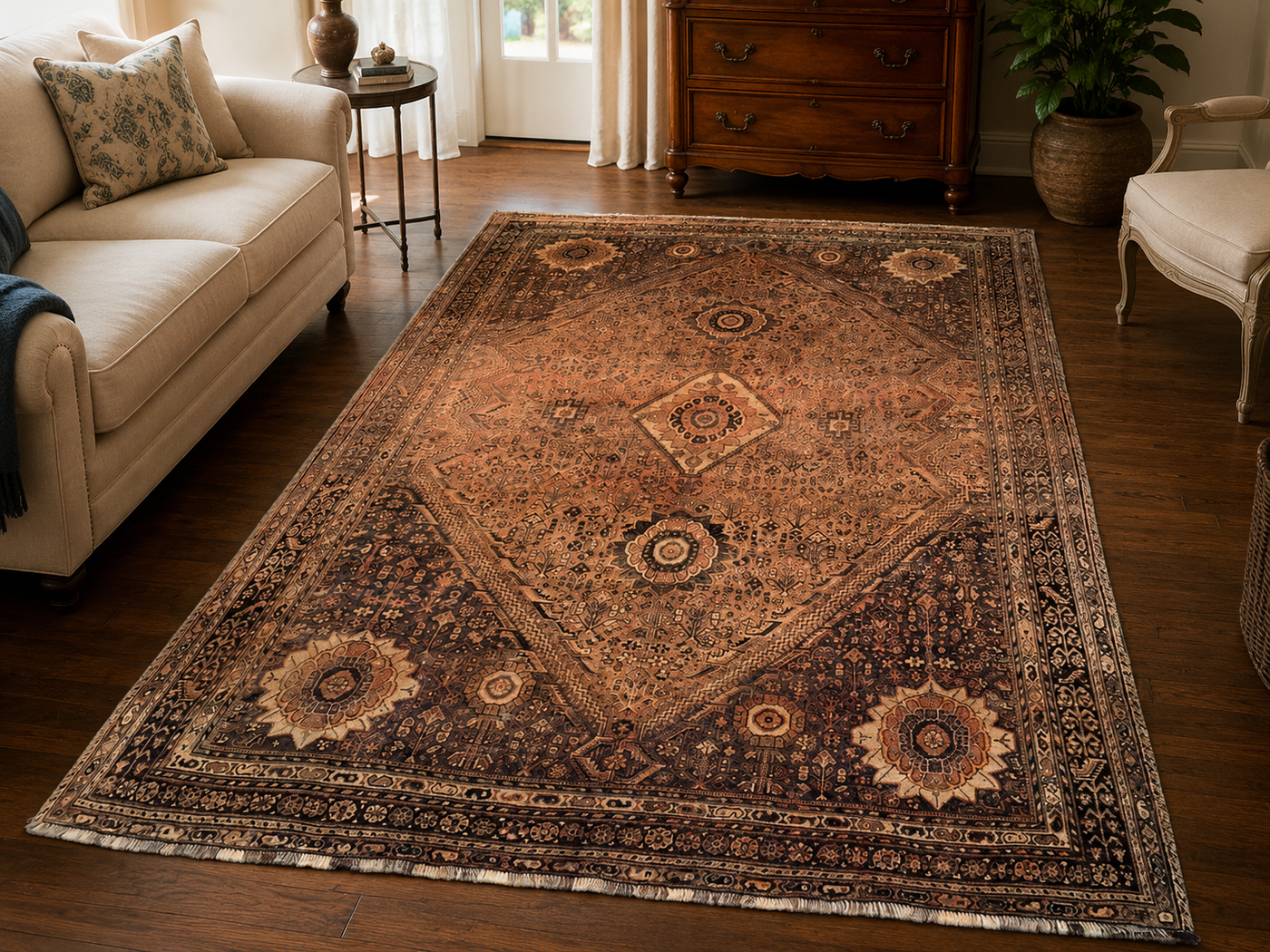 10'3" x 6'9" Handmade Persian Wool Rug room styling example