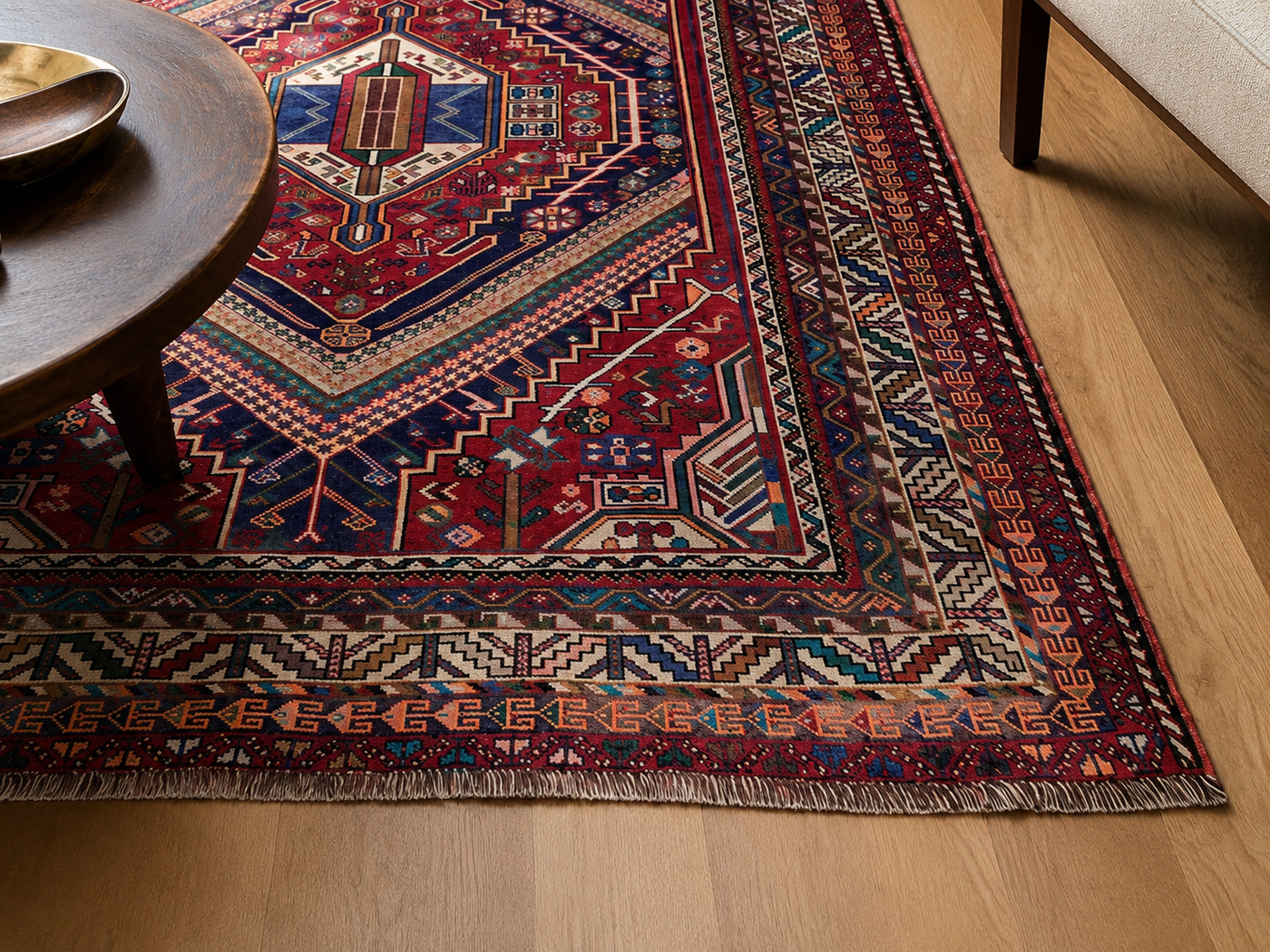 8'10" x 6'2" Handmade Persian Wool Rug wool texture and pattern detail