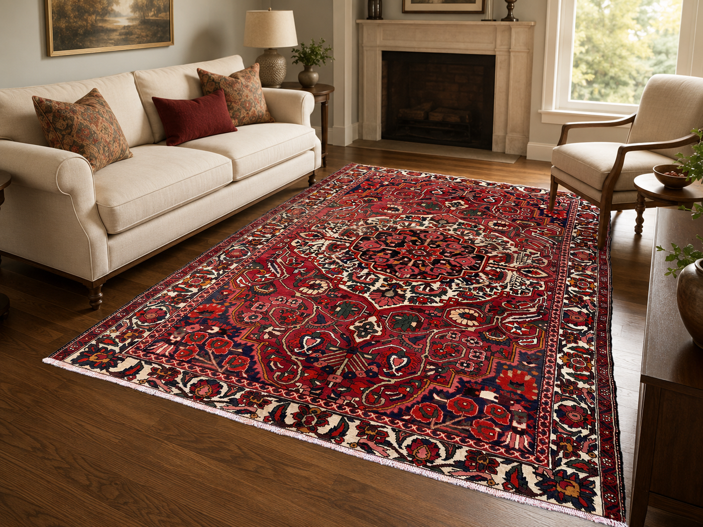 9'8" x 7'0" Handmade Persian Wool Rug styled in a room