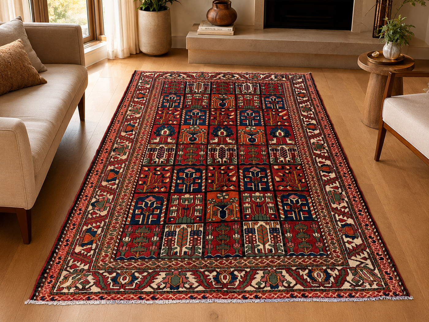9'7" x 6'10" Handmade Persian Wool Rug room styling example