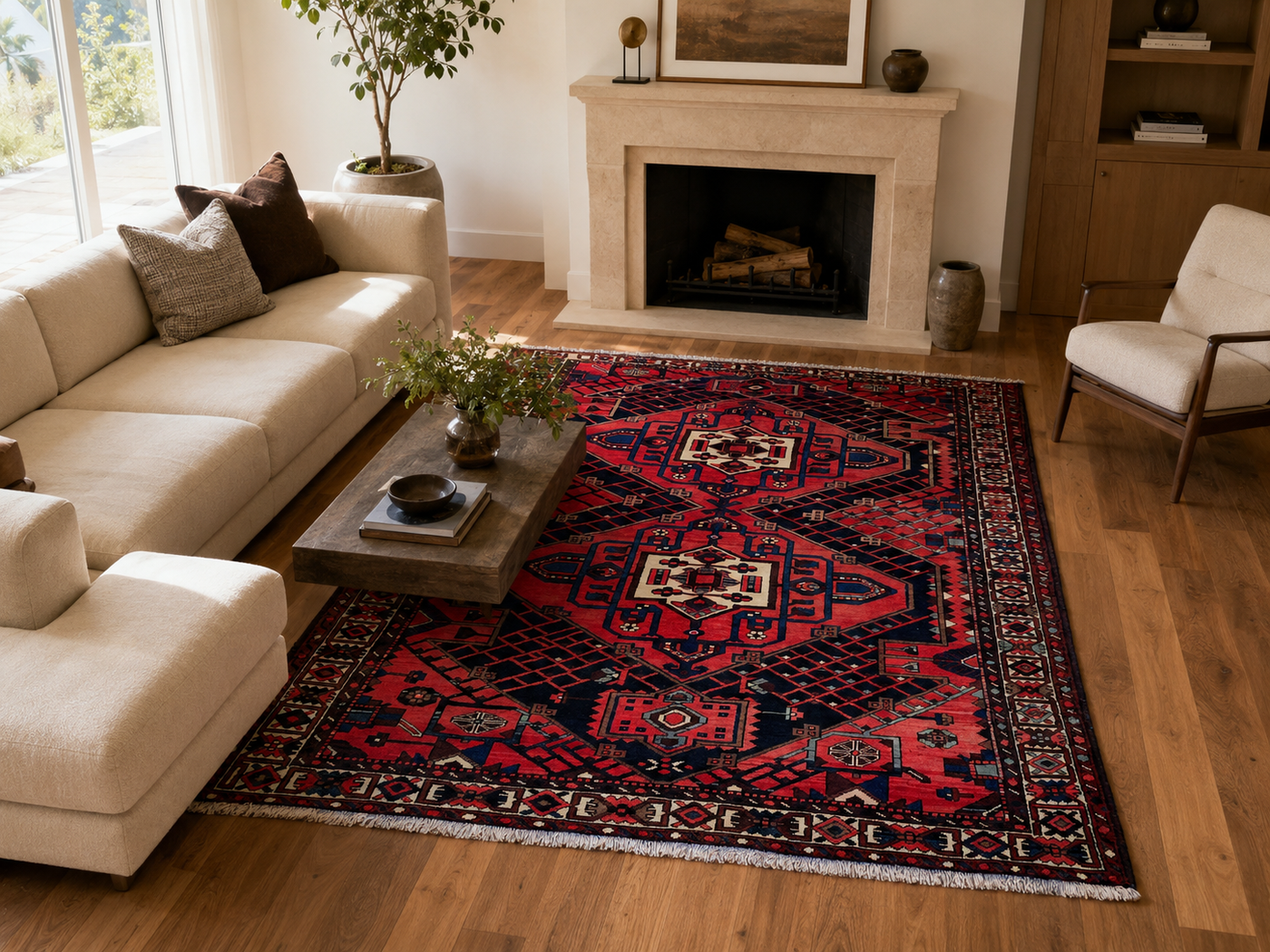 10'1" x 6'8" Handmade Persian Wool Rug styled in a room