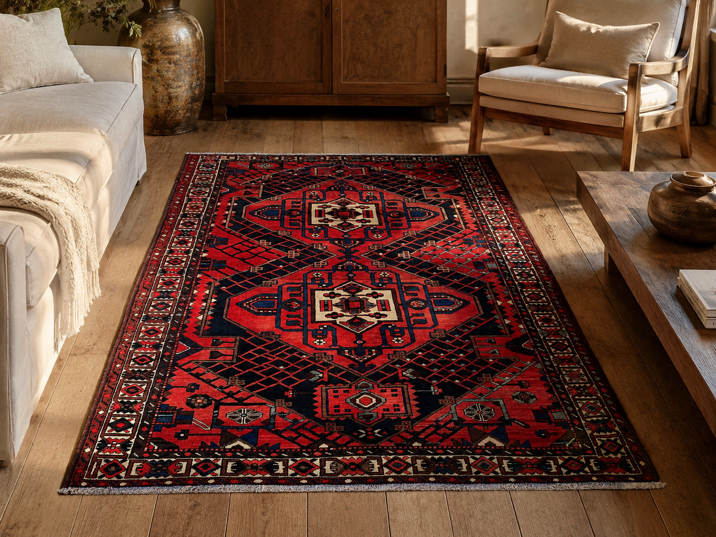 10'1" x 6'8" Handmade Persian Wool Rug room styling example