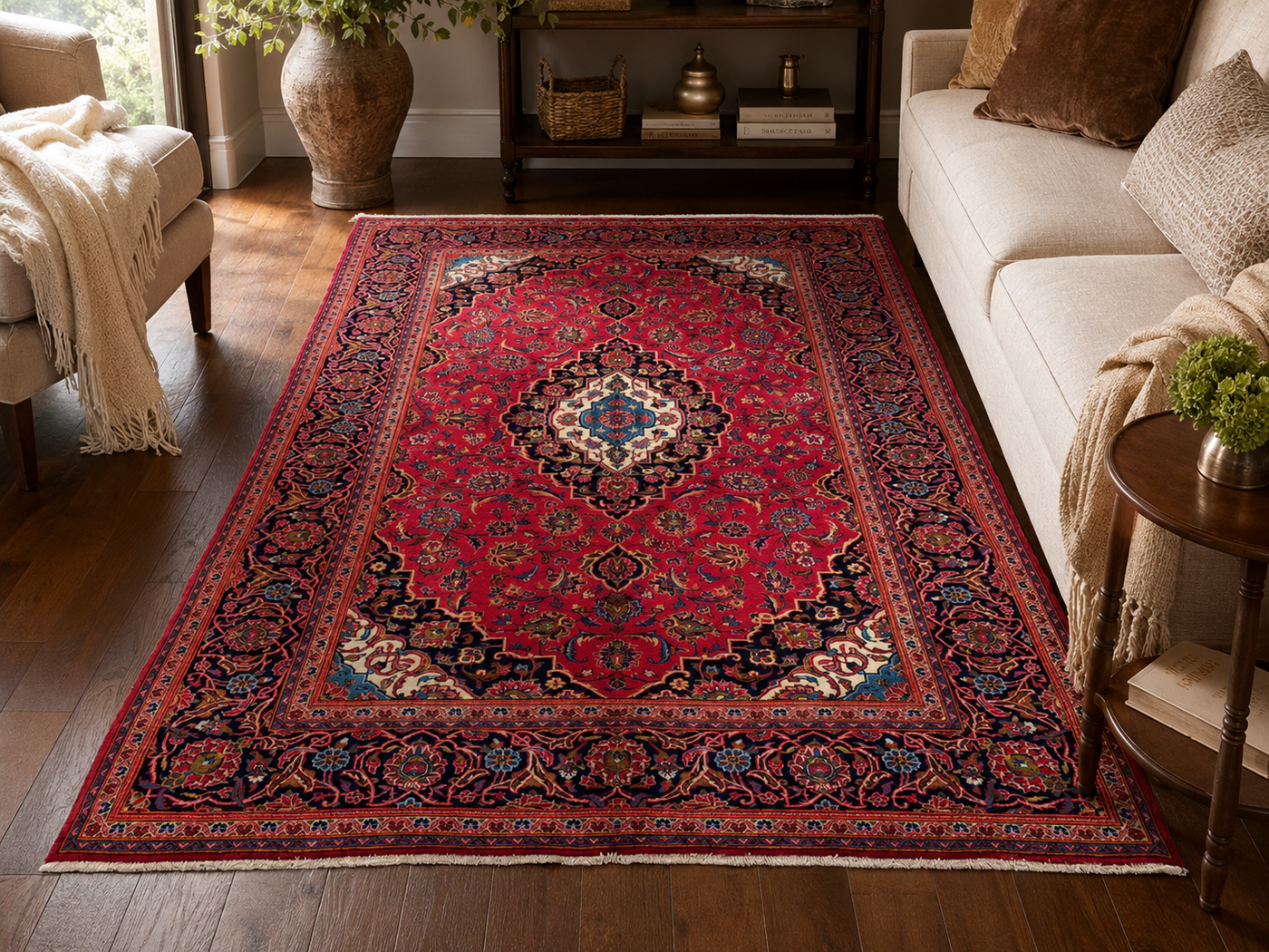 10'5" x 6'6" Handmade Persian Wool Rug room styling example