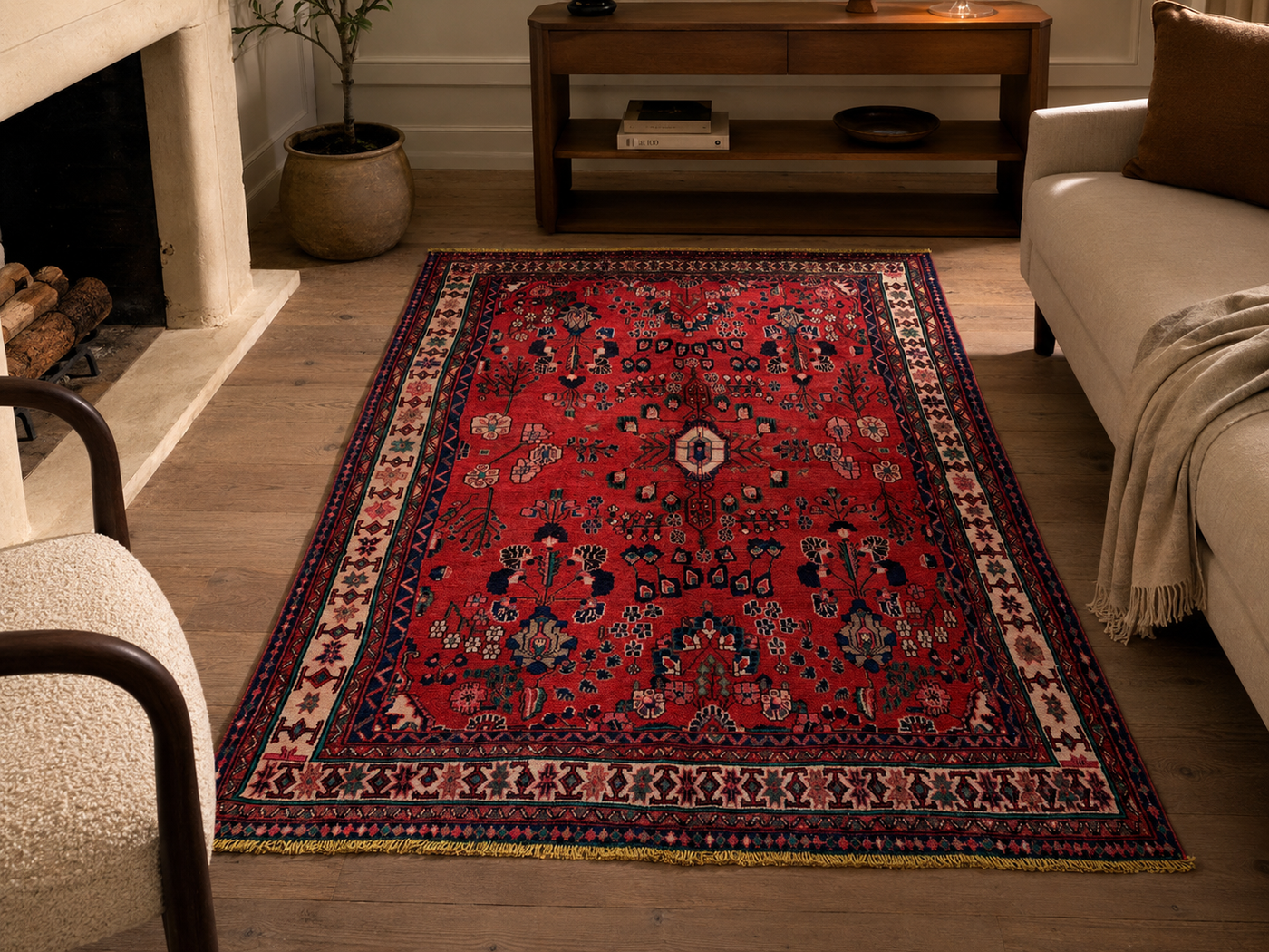 10'1" x 6'9" Handmade Persian Wool Rug room styling example