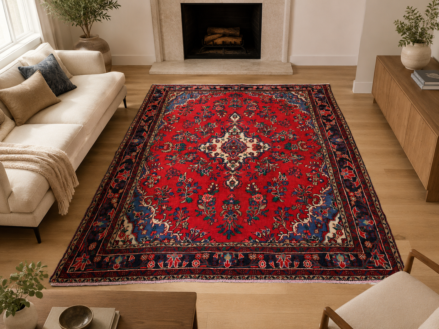 9'9" x 6'9" Handmade Persian Wool Rug styled in a room