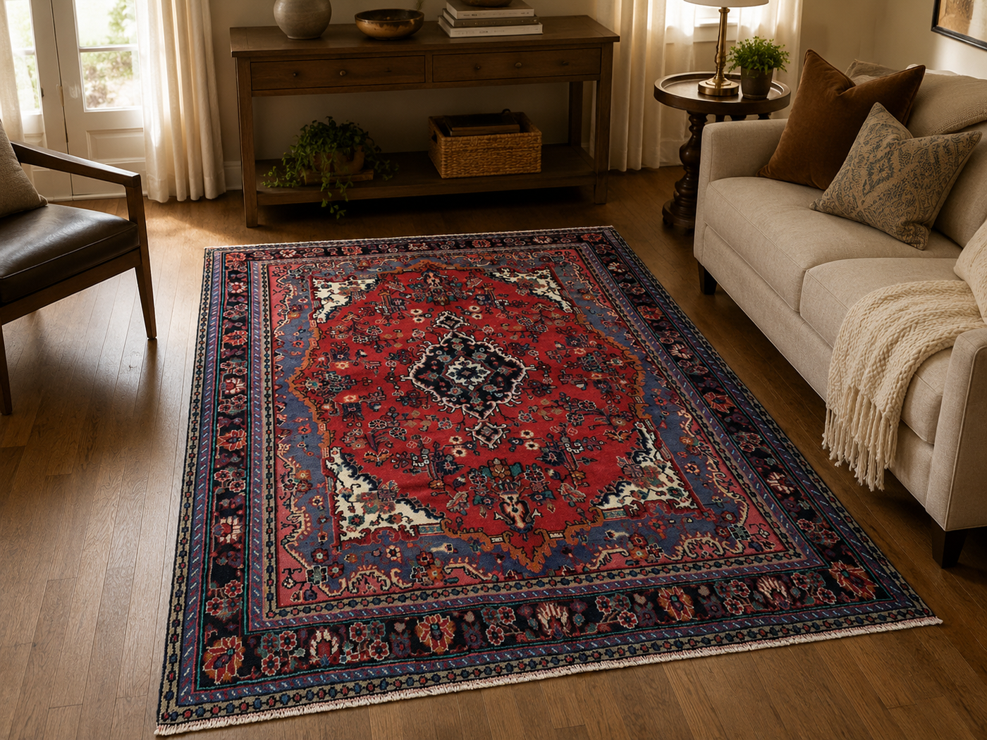 9'11" x 6'11" Handmade Persian Wool Rug room styling example